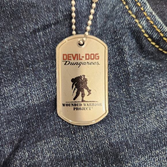 Devil Dog Jeans Dungarees Dark Blue Wash Straight Stretch Denim Mens 36x30 - Picture 5 of 15